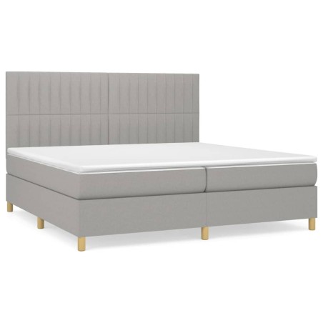 vidaXL Giroletto a Molle con Materasso Grigio Chiaro 200x200cm Tessuto