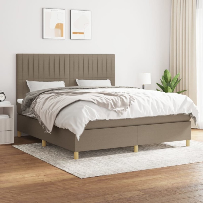 vidaXL Giroletto a Molle con Materasso Tortora 160x200 cm in Tessuto
