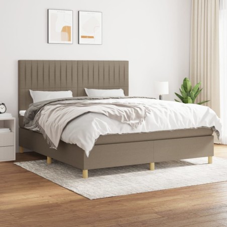 vidaXL Giroletto a Molle con Materasso Tortora 160x200 cm in Tessuto