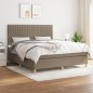 vidaXL Giroletto a Molle con Materasso Tortora 160x200 cm in Tessuto