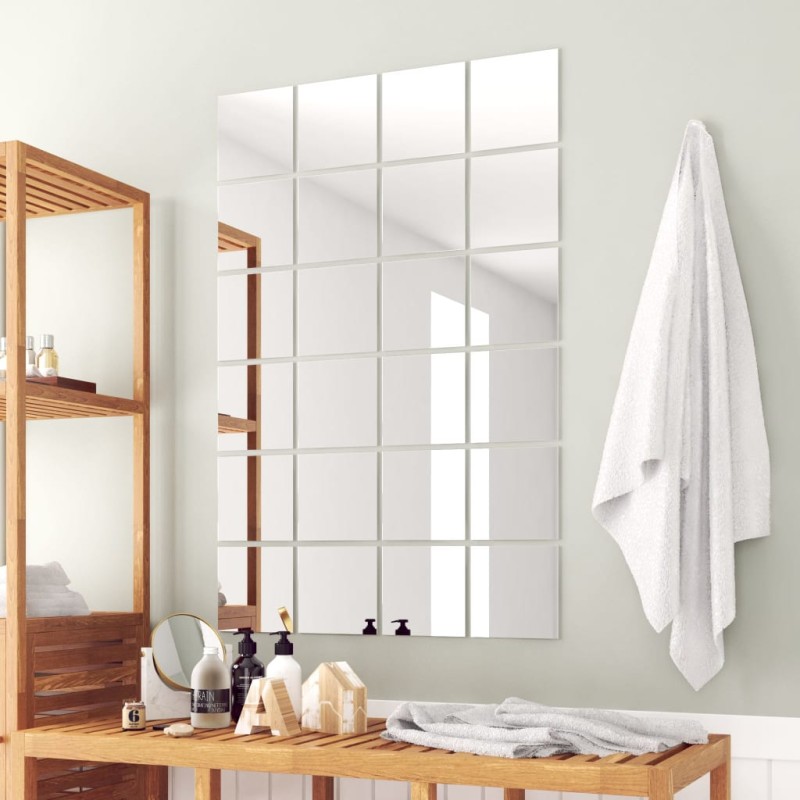 Piastrelle a Specchio 48 pz Quadrate in Vetro Piastrelle a Specchio 48 pz Quadrate in Vetro