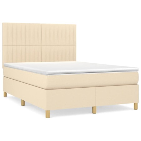 vidaXL Giroletto a Molle con Materasso Crema 140x200 cm in Tessuto