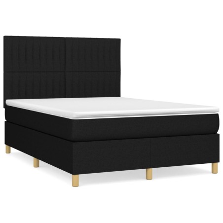 vidaXL Giroletto a Molle con Materasso Nero 140x190 cm in Tessuto