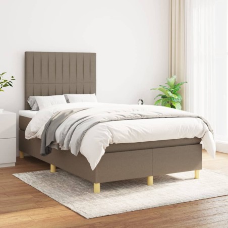 vidaXL Giroletto a Molle con Materasso Tortora 120x200 cm in Tessuto