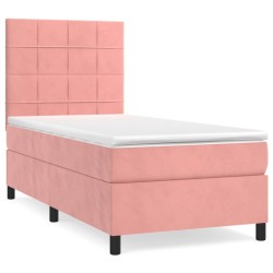 vidaXL Giroletto a Molle con Materasso Rosa 80x200 cm in Velluto