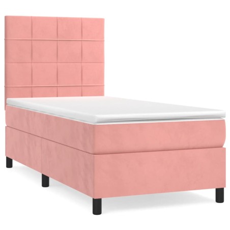 vidaXL Giroletto a Molle con Materasso Rosa 80x200 cm in Velluto