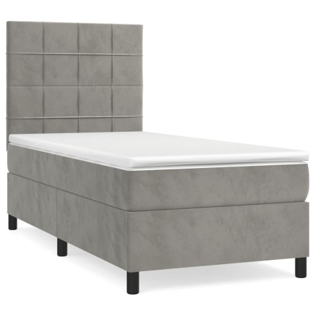 vidaXL Giroletto a Molle con Materasso Grigio Chiaro 80x200 cm Velluto