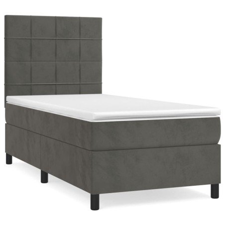 vidaXL Giroletto a Molle con Materasso Grigio Scuro 100x200 cm Velluto