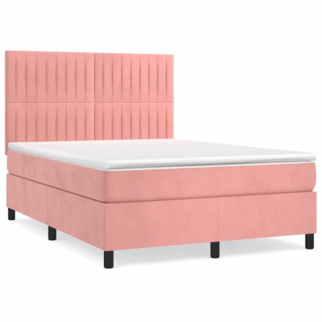 vidaXL Giroletto a Molle con Materasso Rosa 140x200 cm in Velluto