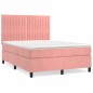 vidaXL Giroletto a Molle con Materasso Rosa 140x200 cm in Velluto