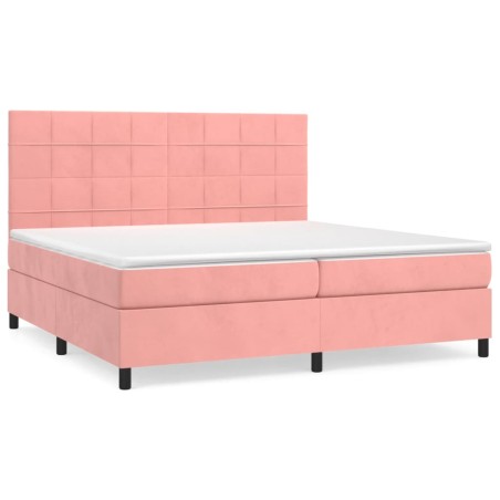 vidaXL Giroletto a Molle con Materasso Rosa 200x200 cm in Velluto