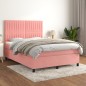 vidaXL Giroletto a Molle con Materasso Rosa 140x190 cm in Velluto