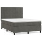 vidaXL Giroletto a Molle con Materasso Grigio Scuro 140x190 cm Velluto