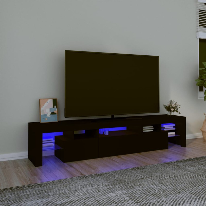 vidaXL Mobile Porta TV con Luci LED Nero 200x36,5x40 cm vidaXL Mobile Porta TV con Luci LED Nero 200x36,5x40 cm