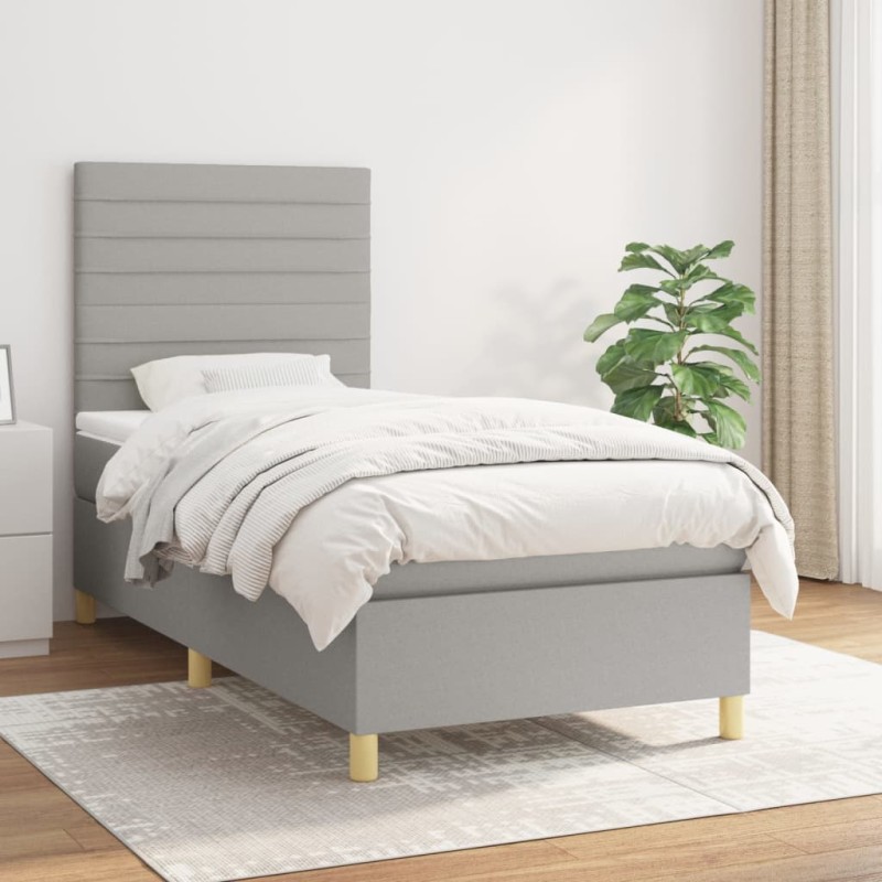 vidaXL Giroletto a Molle con Materasso Grigio Chiaro 80x200 cm Tessuto