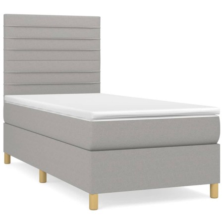 vidaXL Giroletto a Molle con Materasso Grigio Chiaro 80x200 cm Tessuto