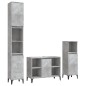 Set Mobili da Bagno 3 pz Grigio Cemento in Legno Multistrato Set Mobili da Bagno 3 pz Grigio Cemento in Legno Multistrato