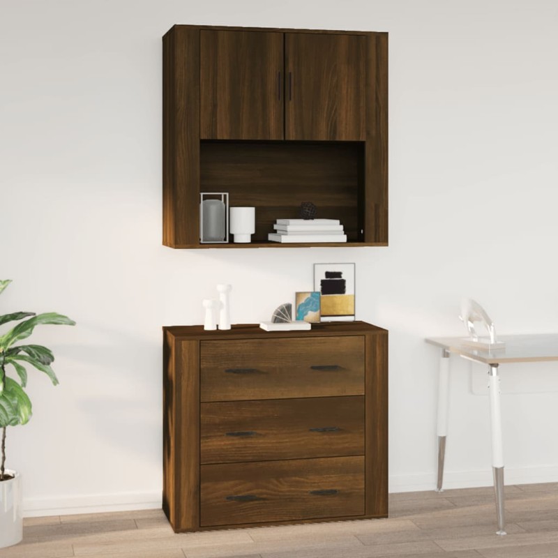 Armadietto a Muro Rovere Marrone 80x33x80 cm Legno Multistrato Armadietto a Muro Rovere Marrone 80x33x80 cm Legno Multistrato