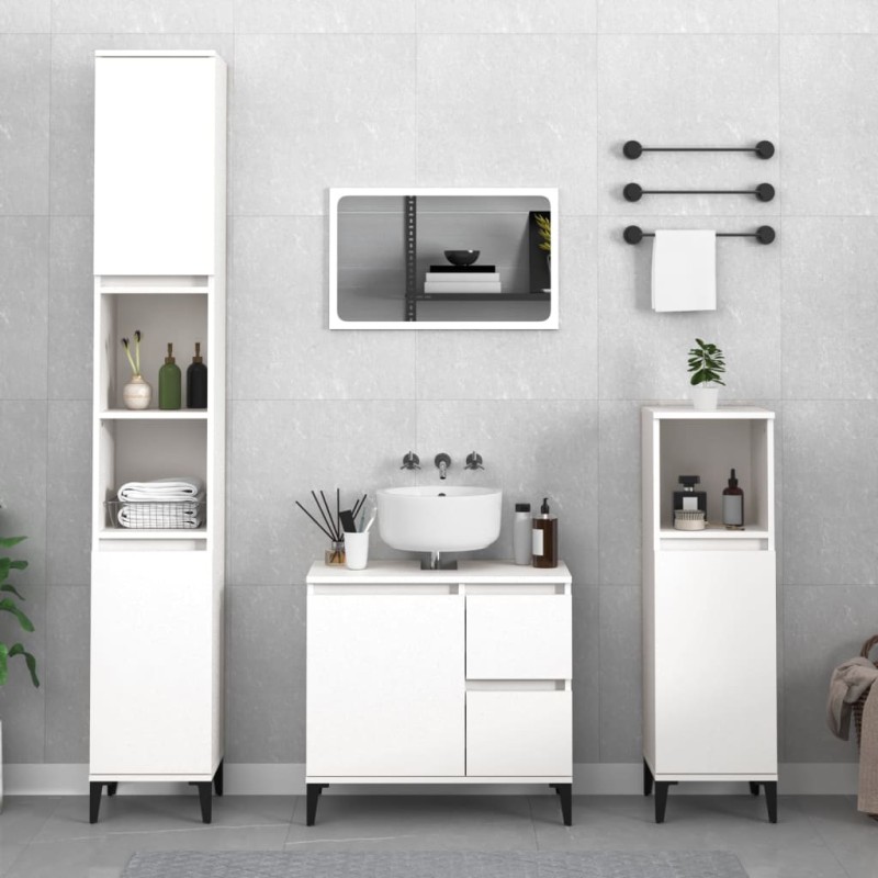 vidaXL Armadietto da Bagno Bianco 65x33x60 cm in Legno Multistrato