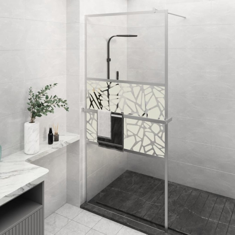 Parete Doccia con Mensola Cromo 100x195cm Vetro ESG e Alluminio Parete Doccia con Mensola Cromo 100x195cm Vetro ESG e Alluminio