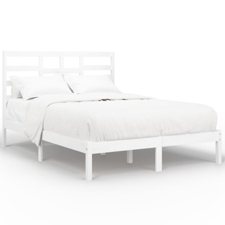 vidaXL Giroletto Bianco in Legno Massello 120x190 cm Small Double