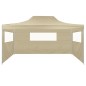 Gazebo Professionale Pieghevole con 3 Pareti 3x4m Acciaio Crema Gazebo Professionale Pieghevole con 3 Pareti 3x4m Acciaio Crema