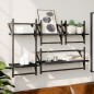 Set Mensole da Parete con Aste 4pz Nero in Legno Multistrato Set Mensole da Parete con Aste 4pz Nero in Legno Multistrato