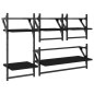Set Mensole da Parete con Aste 4pz Nero in Legno Multistrato Set Mensole da Parete con Aste 4pz Nero in Legno Multistrato