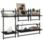 Set Mensole da Parete con Aste 4pz Nero in Legno Multistrato Set Mensole da Parete con Aste 4pz Nero in Legno Multistrato