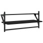 Set Mensole da Parete con Aste 4pz Nero in Legno Multistrato Set Mensole da Parete con Aste 4pz Nero in Legno Multistrato