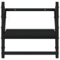 Set Mensole da Parete con Aste 4pz Nero in Legno Multistrato Set Mensole da Parete con Aste 4pz Nero in Legno Multistrato
