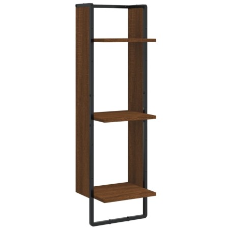 Scaffale Parete 3Ripiani Rovere Marrone 30x25x100cm Multistrato