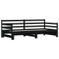 Divano Letto con Letto Estraibile Nero 80x200cm Massello Pino