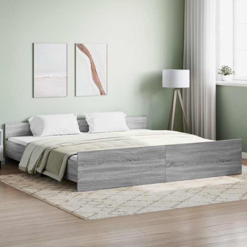 Giroletto con Testiera e Pediera Grigio Sonoma 180x200 cm Giroletto con Testiera e Pediera Grigio Sonoma 180x200 cm