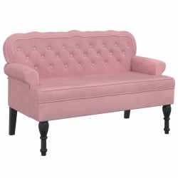 Panca con Schienale Rosa 119,5x64,5x75 cm in Velluto