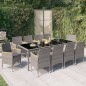 vidaXL Set da Pranzo Esterni 11pz con Cuscini Polyrattan Nero e Grigio vidaXL Set da Pranzo Esterni 11pz con Cuscini Polyrattan Nero e Grigio