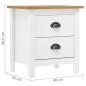 vidaXL Comodino Hill Bianco 46x35x49,5 cm Legno Massello di Pino