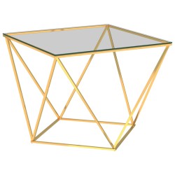 Tavolino da Caffè Oro 80x80x45 cm in Acciaio Inox
