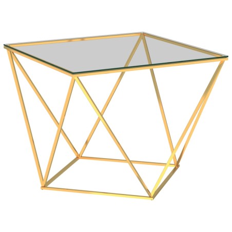 Tavolino da Caffè Oro 80x80x45 cm in Acciaio Inox
