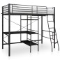 vidaXL Letto a Castello con Tavolino Nero in Metallo 90x200 cm vidaXL Letto a Castello con Tavolino Nero in Metallo 90x200 cm