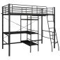 vidaXL Letto a Castello con Tavolino Nero in Metallo 90x200 cm vidaXL Letto a Castello con Tavolino Nero in Metallo 90x200 cm