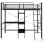 vidaXL Letto a Castello con Tavolino Nero in Metallo 90x200 cm vidaXL Letto a Castello con Tavolino Nero in Metallo 90x200 cm