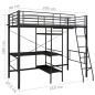 vidaXL Letto a Castello con Tavolino Nero in Metallo 90x200 cm vidaXL Letto a Castello con Tavolino Nero in Metallo 90x200 cm