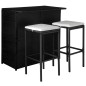 Set da Bistrot 3 pz con Cuscini in Polyrattan Nero Set da Bistrot 3 pz con Cuscini in Polyrattan Nero