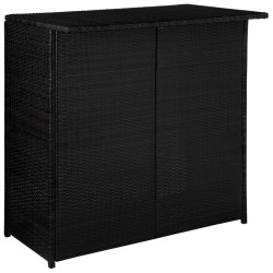 Set da Bistrot 3 pz con Cuscini in Polyrattan Nero
