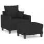 vidaXL Poltrona con Poggiapiedi Nero 60 cm in Tessuto