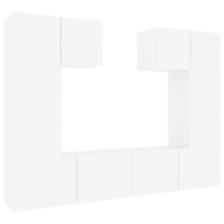 Set di Mobili Porta TV 6 pz Bianco Lucido in Legno Multistrato