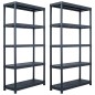 Scaffali 2 pz Nero 250 kg 80x40x180 cm in Plastica Scaffali 2 pz Nero 250 kg 80x40x180 cm in Plastica