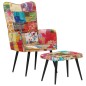 Poltrona con Poggiapiedi Multicolore Patchwork in Tela Poltrona con Poggiapiedi Multicolore Patchwork in Tela