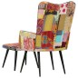 Poltrona con Poggiapiedi Multicolore Patchwork in Tela Poltrona con Poggiapiedi Multicolore Patchwork in Tela
